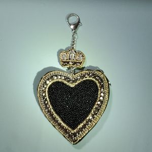 Mary Frances Heart Beaded Coin Purse / Key Fob